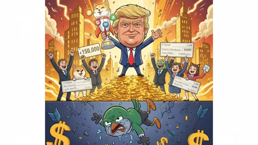 Trump hosts meme coin winners while robinhood falls short